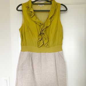 Max Studio Dress with Ruffle Collar & Linen Skirt